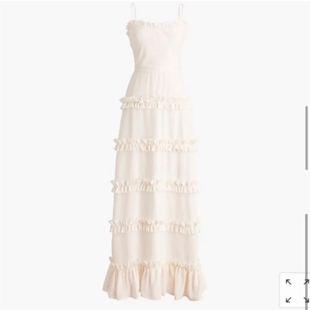 J.Crew Collection tiered ruffle silk tricotine gown ivory womens 10 weddings